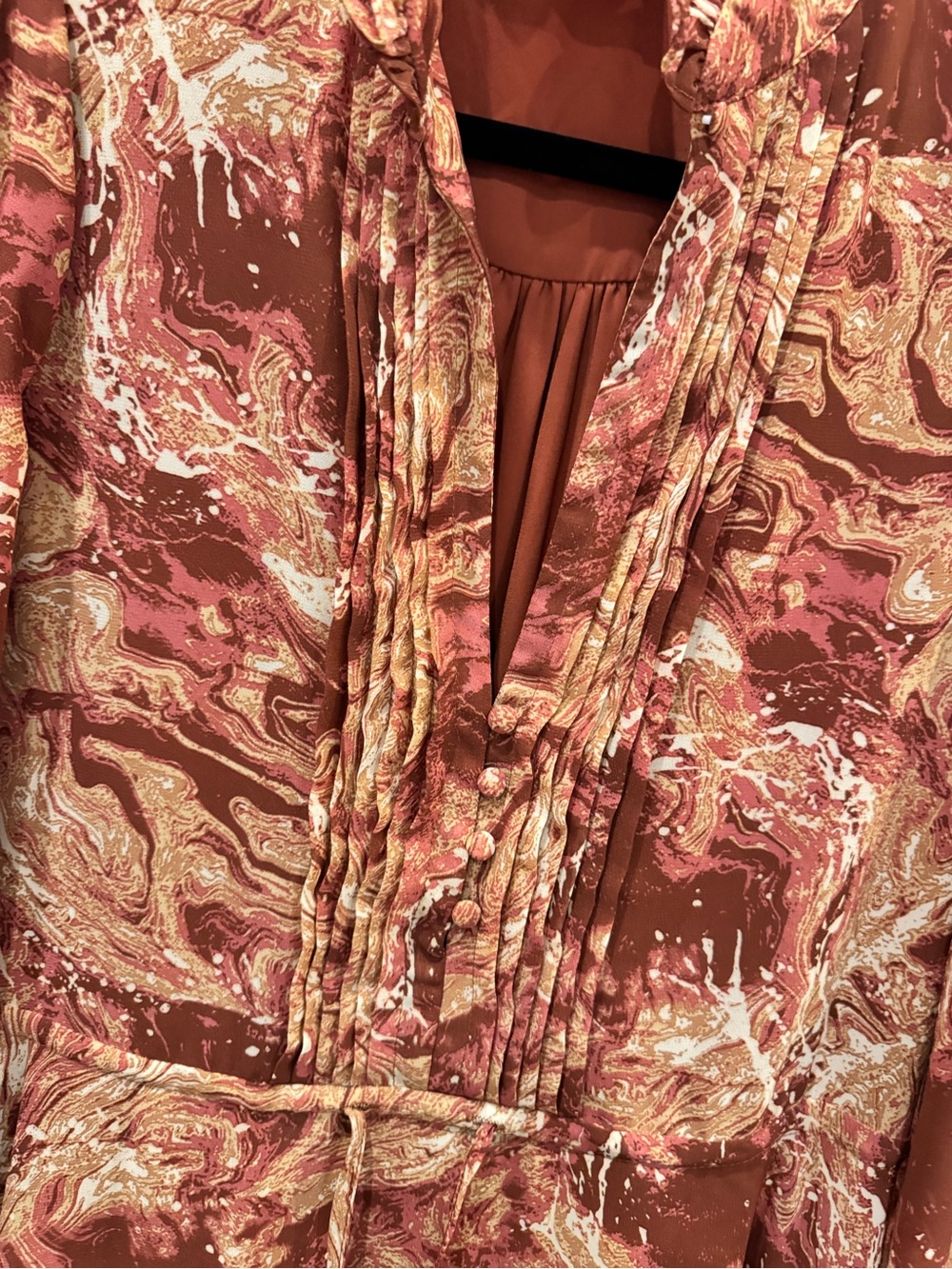 Rust Marble Print Ruffled Dress - Picture 2 of 6